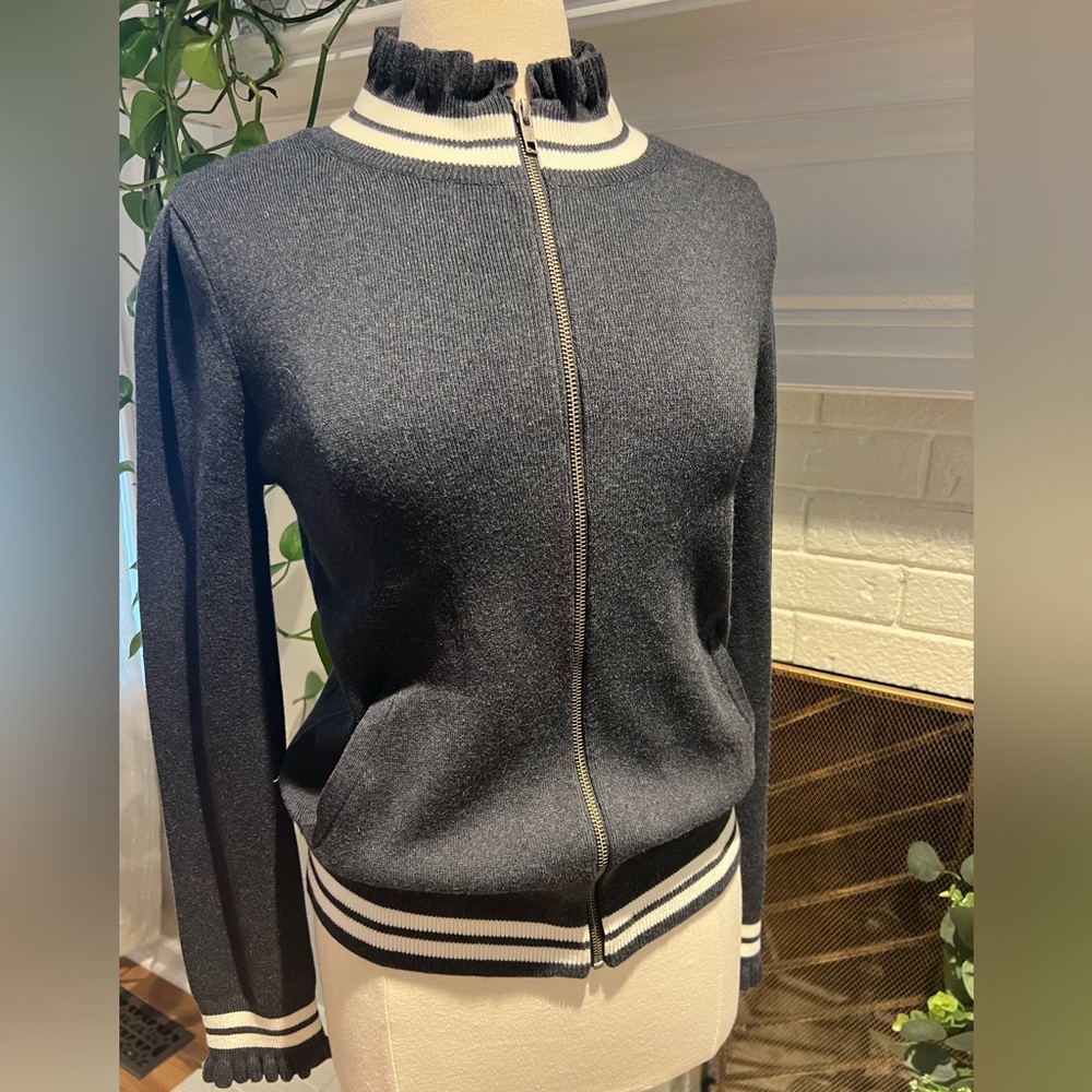 Treasure & Bond  Varsity Sweater Jacket Charcoal Gray Sz M